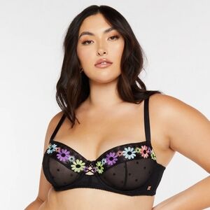 Savage X Fenty Lingerie Free Spirit Floral Embroidered Balconette Bra Size 38DD